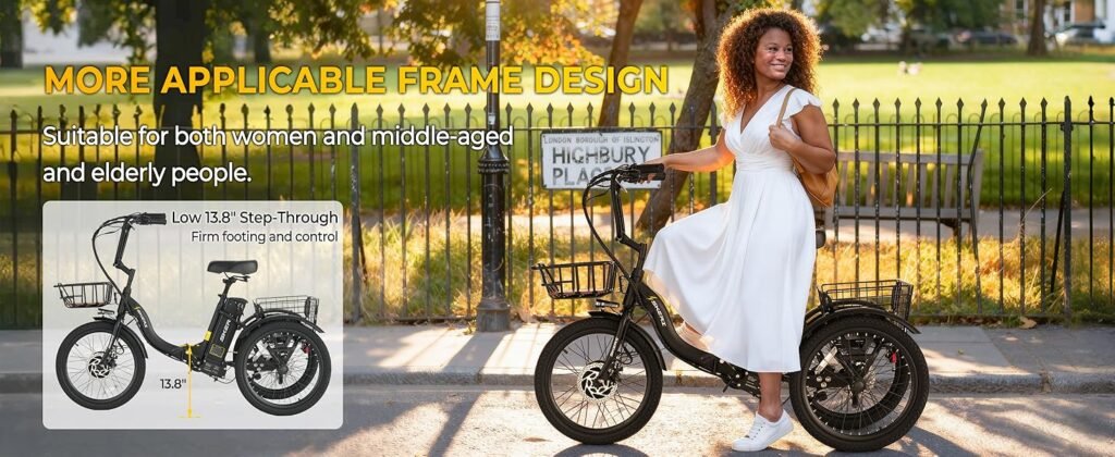 Skeri electric trike step-through frame for easy mounting