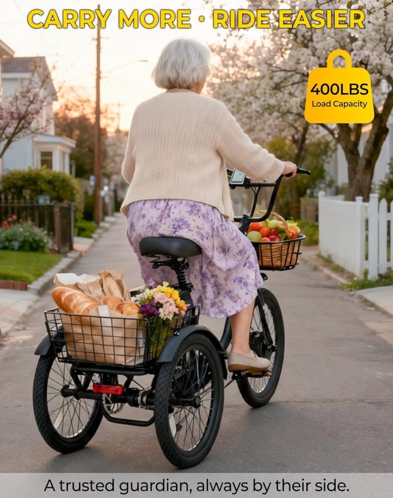 Skeri electric trike for adults with large rear basket for seniors